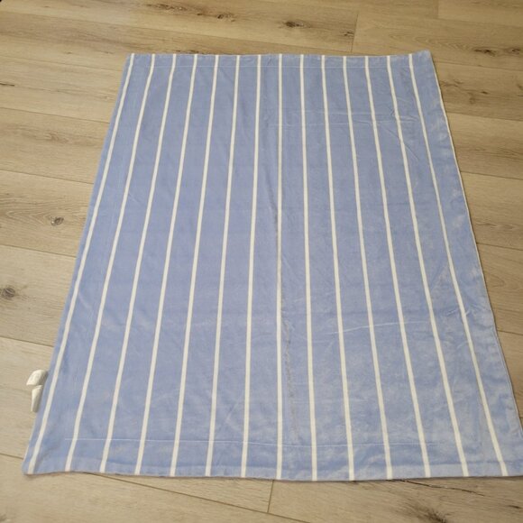 Lila and Jack White Blue Stripe Plaid Grid Baby Blanket Lovey Square Windowpane - Picture 2 of 6